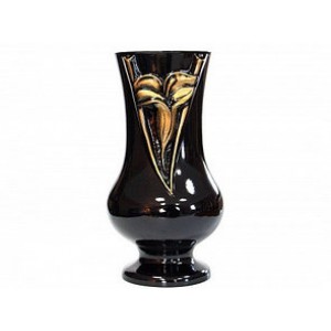 Ваза из полимергранита ВПЛ-1.008 Черная с золочением